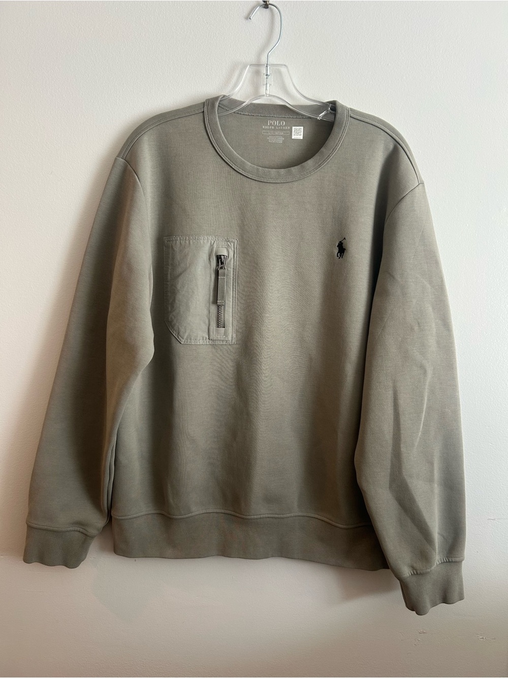 Polo Ralph Lauren Men's Grey Double-Knit Front Pocket Sweatshirt Size Large